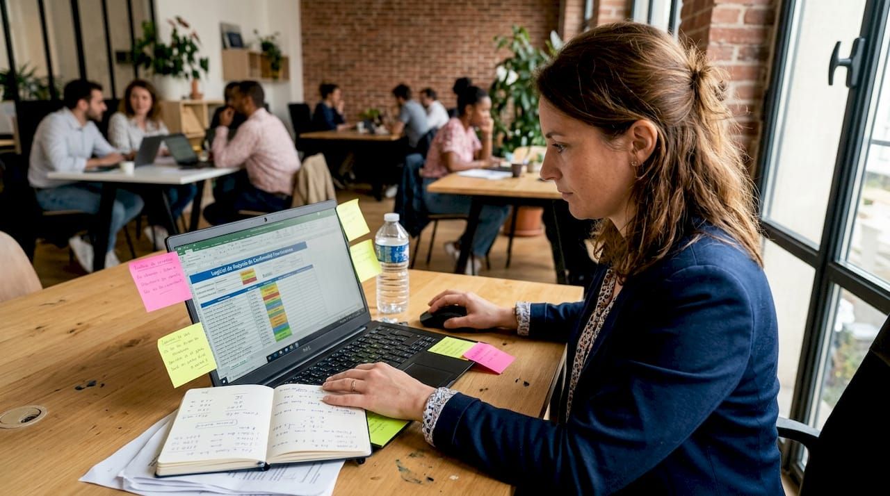 Une femme met en place l’automatisation des rappels pour la conformité URSSAF.