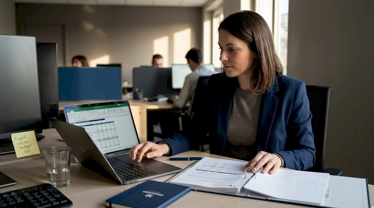 Une collaboratrice assure le suivi de la conformité à l’aide d’un fichier Excel.