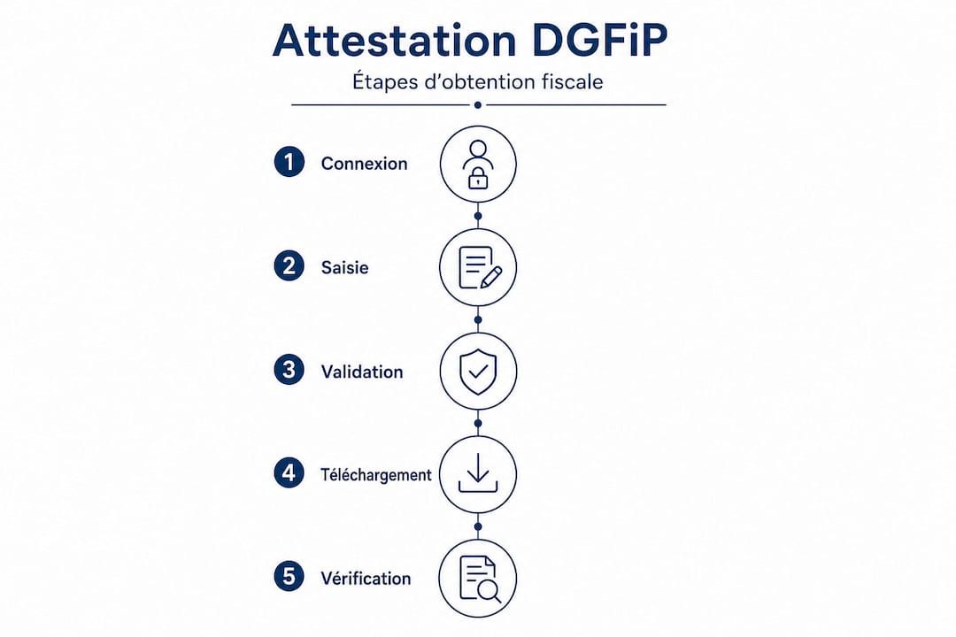 Infographie : les différentes étapes pour obtenir votre attestation auprès de la DGFiP
