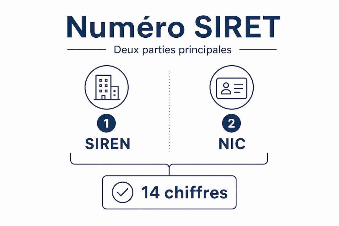 Présentation visuelle pour mieux comprendre la composition et le fonctionnement du numéro SIRET