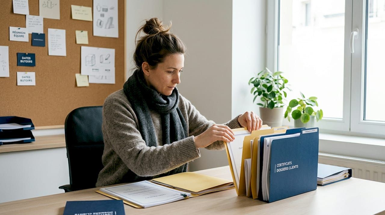 Une salariée en train de trier des attestations à la main