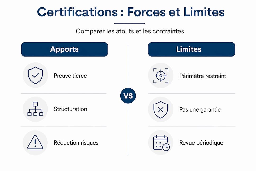 Visuel synthétique : forces et faiblesses des certifications