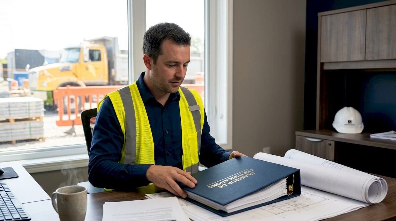 Le conducteur de travaux s’assure sur place que tous les documents de conformité sont en règle.