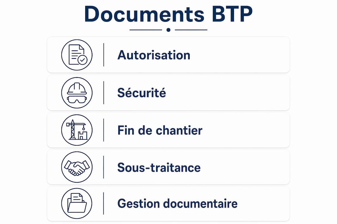 Aperçu visuel des principaux types de documents utilisés dans le secteur du BTP