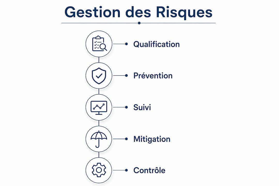Infographie présentant les étapes clés de la gestion des risques de conformité